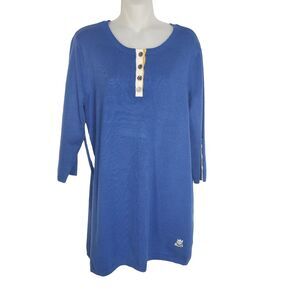 Bob Mackie's Womens Tunic Sweater Medium South Hampton Side Split Button Trim